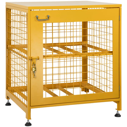 Eastrexon Upgraded Propane Tank Storage Box for 4 Cylinder, Heavy-Duty Horizontal Cylinder Storage Cabinet, 150LB Load Capacity, Powder Coated w/Lock & Keys, 30.9”L x 29.7”W x 36.8”H, Yellow
