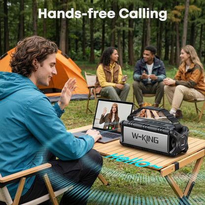 W-KING 90W Max Bluetooth Speaker, IPX6 Waterproof Portable Speakers Wireless Bluetooth, 50W Deep Bass Loud Outdoor Speaker with 40H Playtime/Stereo Pairing/TF Card/AUX/NFC for Home Party,Camping,Beach