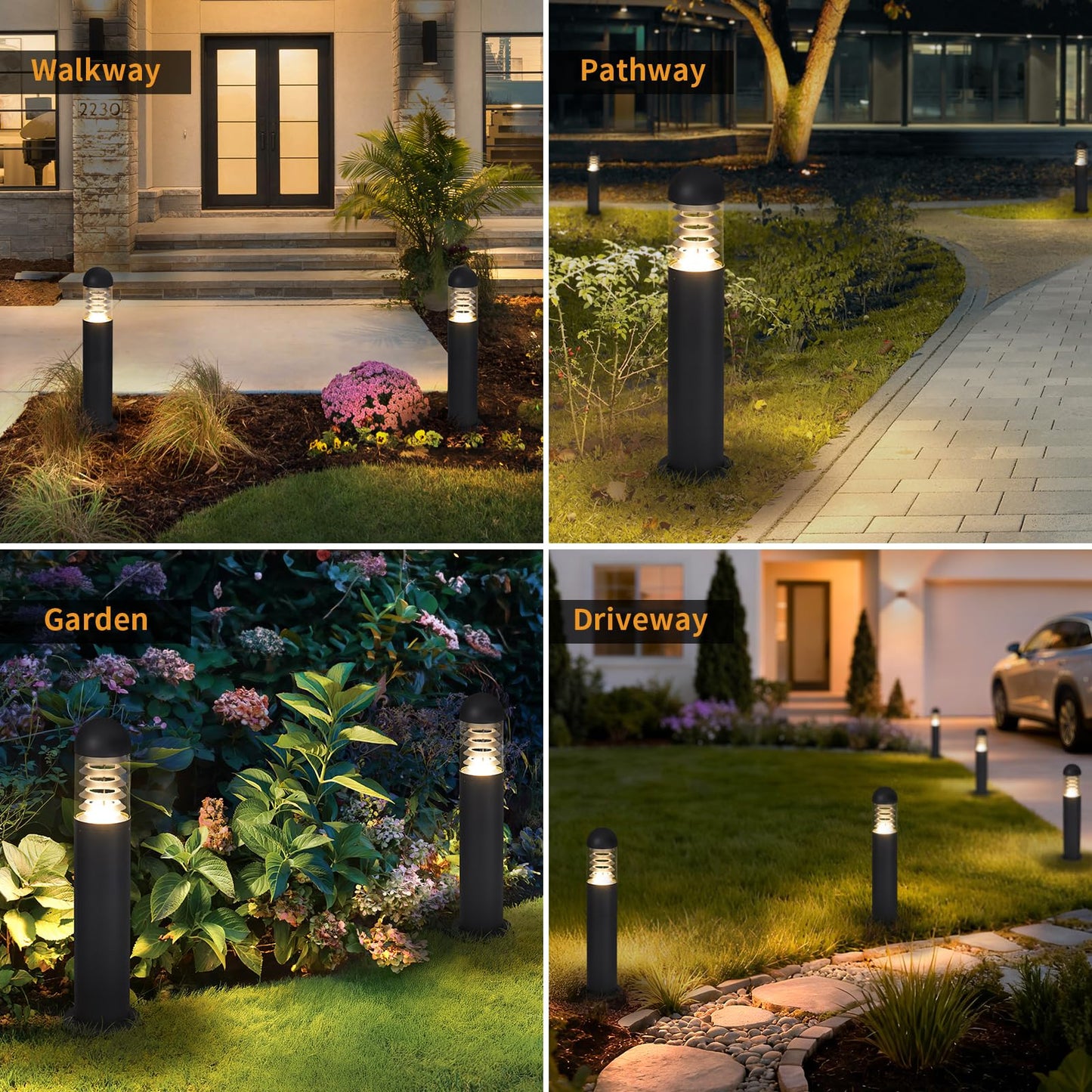 Linkmoon 31.5" Outdoor Pathway Lights Wired, AC 100-240V Landscape Path Lights, IP65 Waterproof Driveway Lighting, 3000K LED Bollard Light, Modern Bollard Landscape Lighting for Sidewalk Lawn Garden