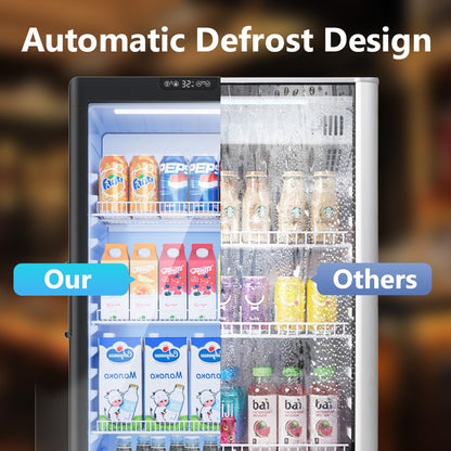 ICEVIVAL 6 Cu.Ft Commercial Refrigerators, Display Fridge with Double-Tempered Glass Door, Beverage Cooler for Bar, Office, Restaurant, Outdoor Beverage Refrigerator with Locking, Key & LED