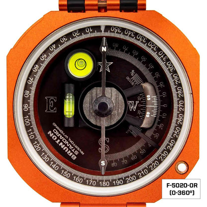 Brunton Standard Transit, Azimuth (0–360°), Orange - Professional Pocket Transit with Clinometer