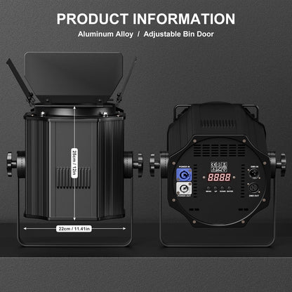 Stage Lights with Barn Doors, 200W COB LED Par Can Lights Spotlights, 2 in 1 Cool White & Warm White DMX512 Sound Activated Uplights for Events Parties Wedding Theater Church Concert Dance