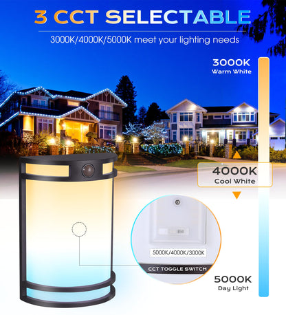 CLOUDY BAY Motion Sensor LED Wall Light, 120V 15W 1000LM, 3000K/4000K/5000K, 7inch, Oil-Rub