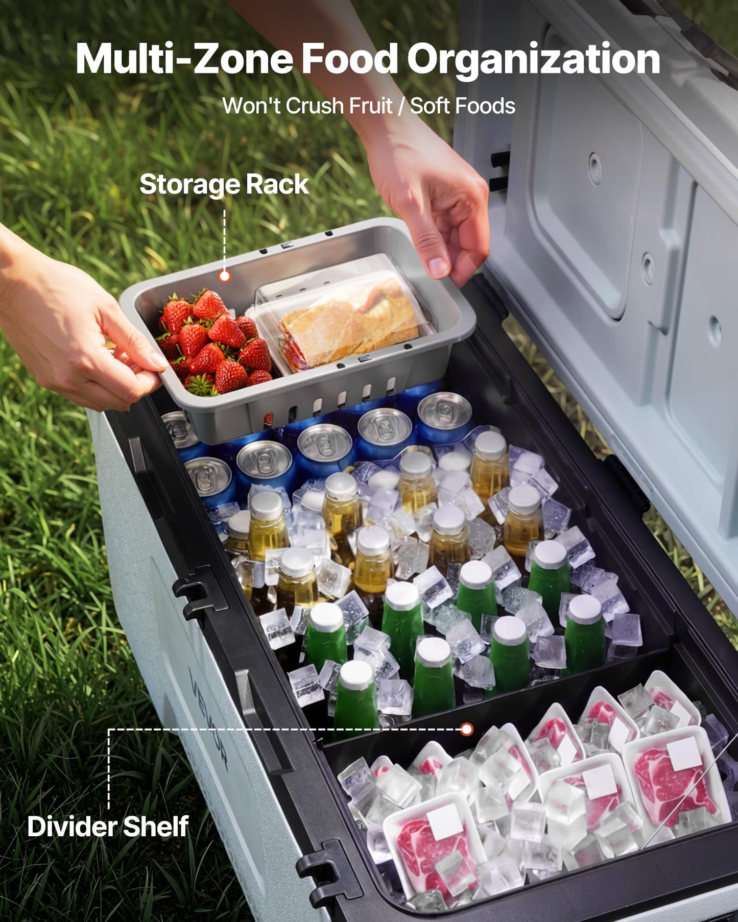 VEVOR Hard Cooler, 106QT Portable Rolling Cooler with Wheels, Leak-Resistant Coolbox Keeps Contents Cool for 48 Hours, Ice Retention Insulated Chests, Ultra-Light for Outdoor Picnics, Grill, Camping