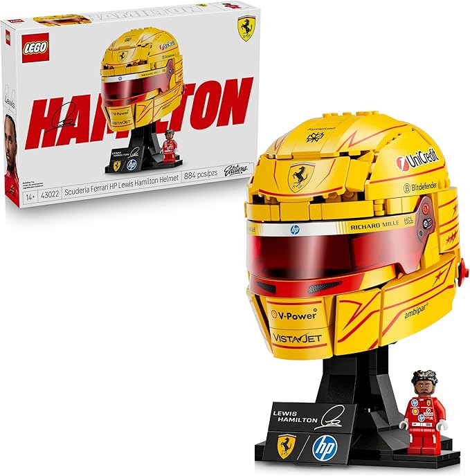 LEGO Editions Scuderia Ferrari HP Lewis Hamilton Helmet - Building Set for Teens Ages 14+ - Collectible F1 Display - Bedroom or Home Office Decor - Gift for Racing Fans - 43022