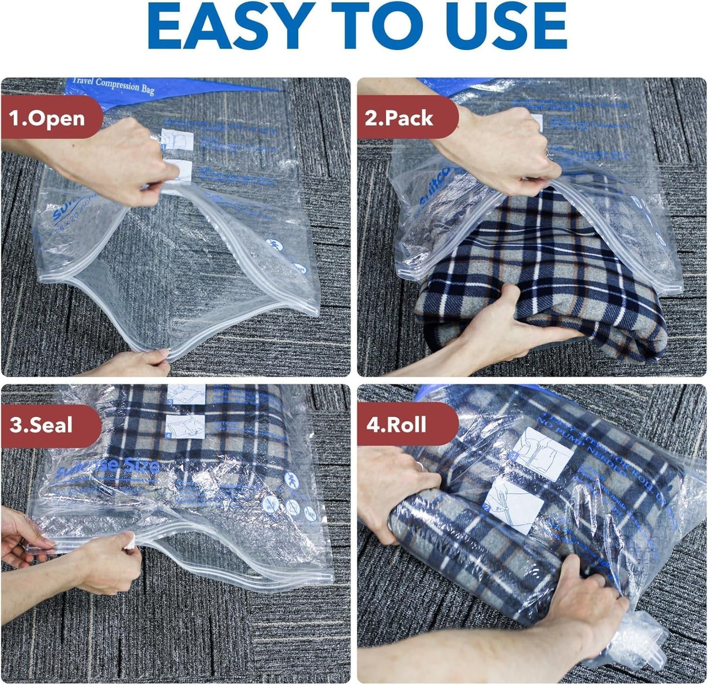 Vacuum Seal Bags - Skiennix Travel & Home Storage | 36-Pack with Electric Pump for Compact Clothing & Bedding