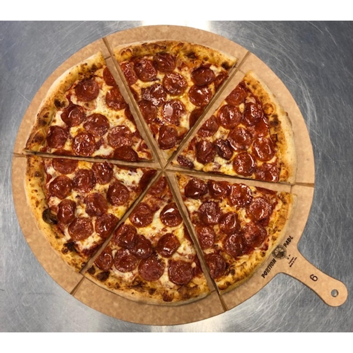 Portion PadL Single-Side Equal Slice Guide - 23” Diameter PadL for 20” Pizza, 6-Slice Portions - Pizza Cutting Board - 1/4” Thick NSF Composite - Ensures Accuracy, Consistency & Reduces Waste - USA