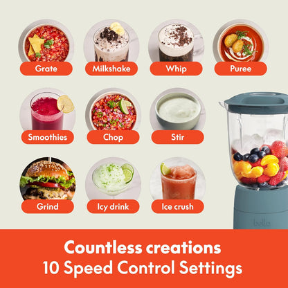 Bella 10-Speed Countertop Blender - Slim Flip & Store Design, 48oz Capacity, Dishwasher Safe, Stainless Steel Blade