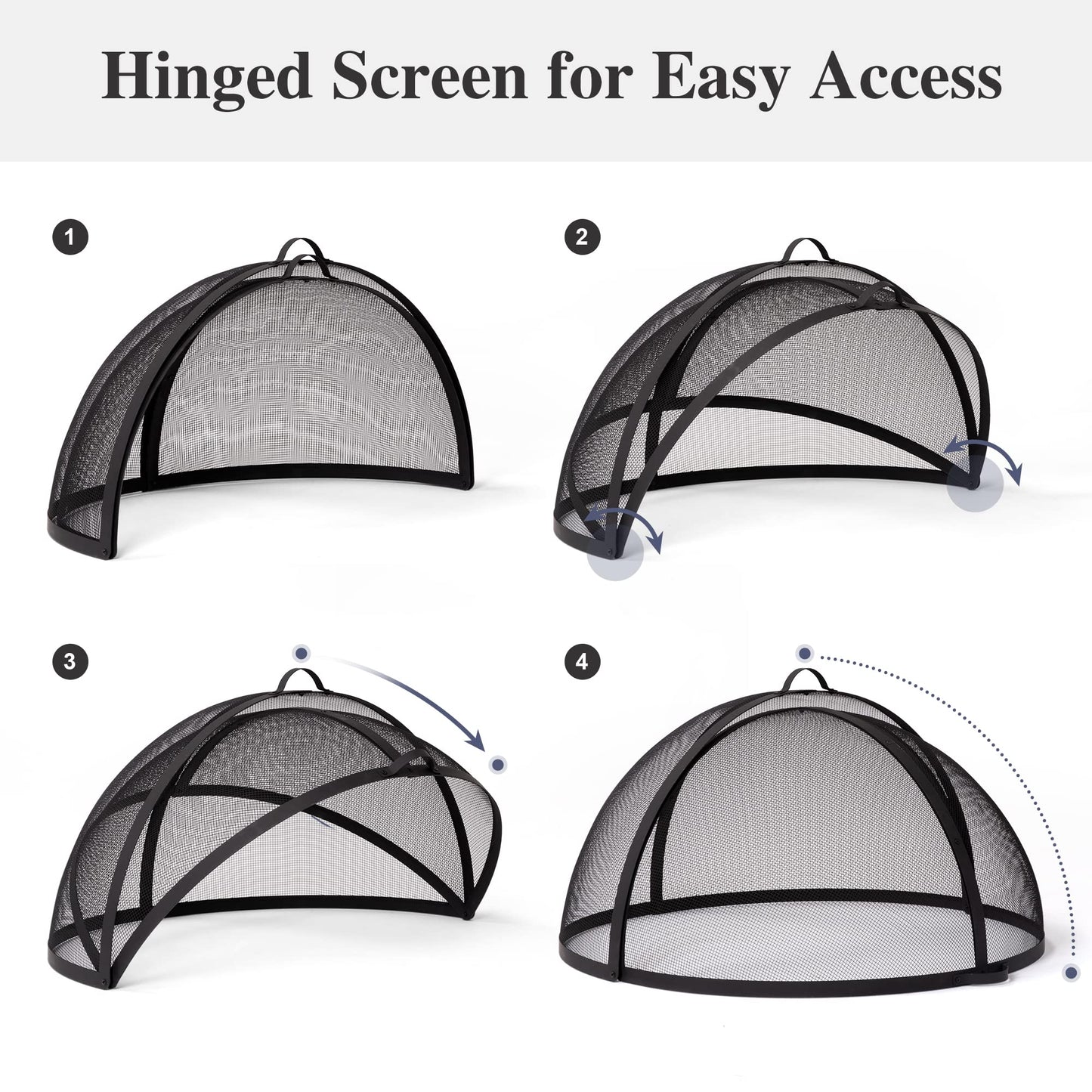 SUNCREAT Heavy-Duty Fire Pit Screen, Steel Mesh Round Spark Screen with Handle, 35 Inch