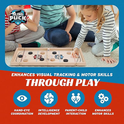 Fast Sling Puck Game - Super Winner Slingshot Puck Board Game - Sling It Shot 2 Player Hockey Table for Kids Teen and Adults - Christmas Indoor Family Tabletop Games