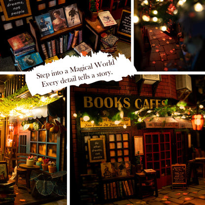 MiniAlley Book Nook DIY Kit - Dreamy - Miniature House Dollhouse Kit for Adult and Teens, Desgined in USA, Booknook Bookshelf Decor Alley Model Build with LED Light, Gifts for Family and Friends