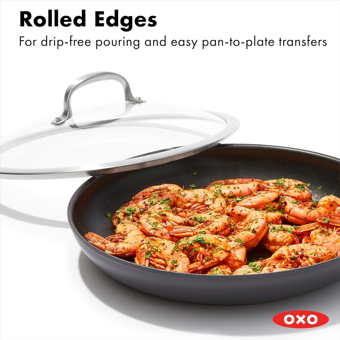 OXO 12” Nonstick Frying Pan Skillet - Durable Ceramic, PFAS-Free, Scratch Resistant, Black
