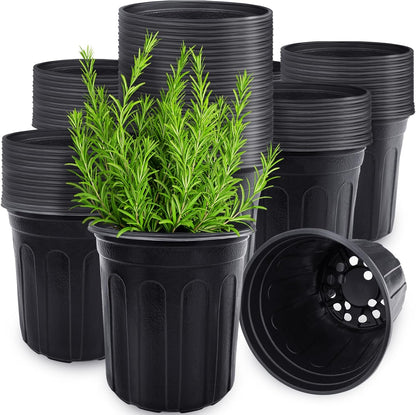 Anyumocz 60 Pcs Flexible 1 Gallon Plant Nursery Pots - Durable Soft Plastic with Drainage Holes | Black