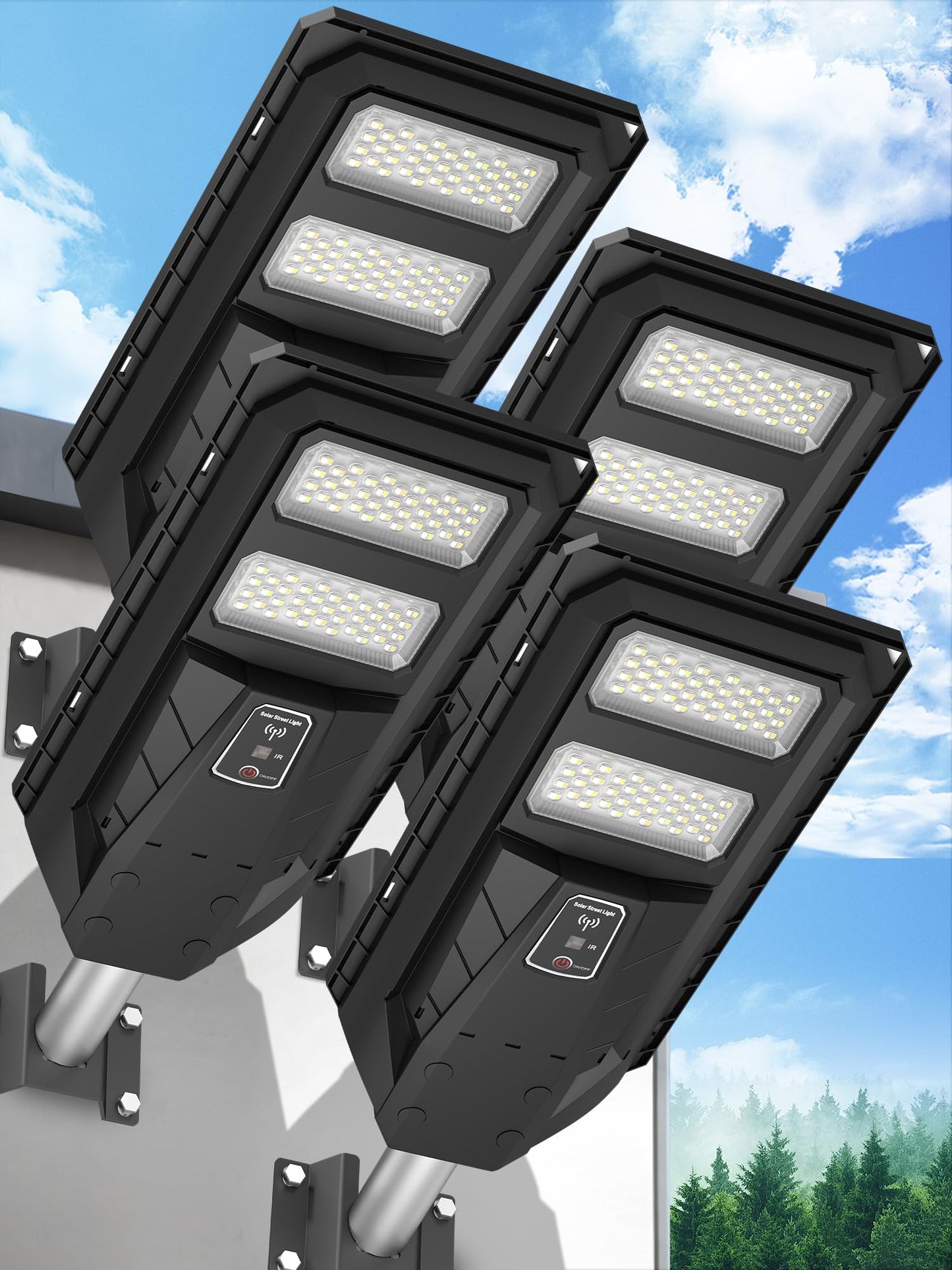 Ofuray Solar Lights Outdoor, Solar Flood Light with Motion Sensor, Dusk to Dawn Solar Security Light, 156 LEDs 6500K /4000K /3000K High Brightness,IP67 Waterproof for Yard Parking Lot OLT-4Pack