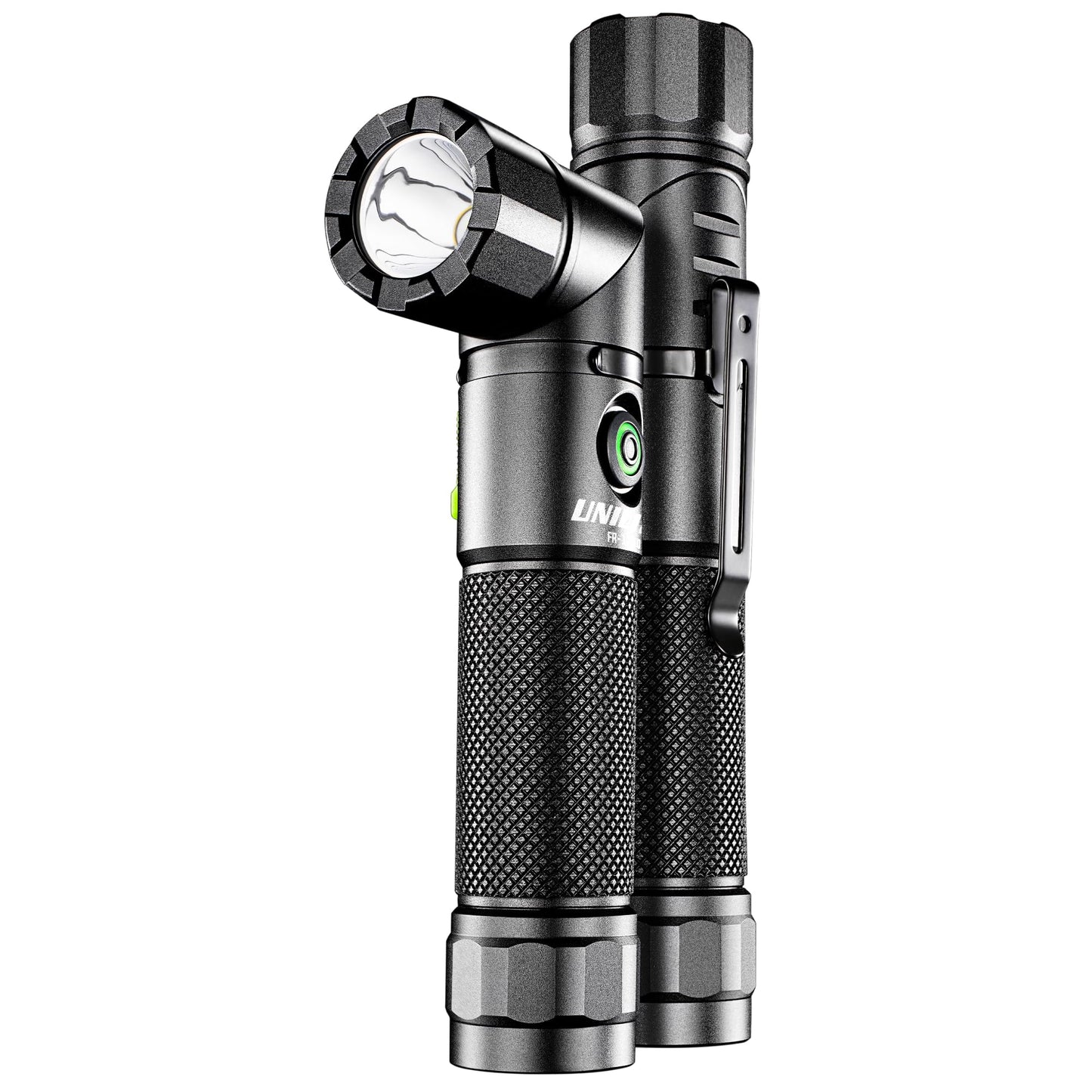 Unilite FR-1200 Right Angle Flashlight – 1200 Lumen LED, 90° Rotating Head, USB-C Rechargeable, Magnetic Base, IP65 Water & Dust Resistant, Impact Resistant, Pocket Clip Included