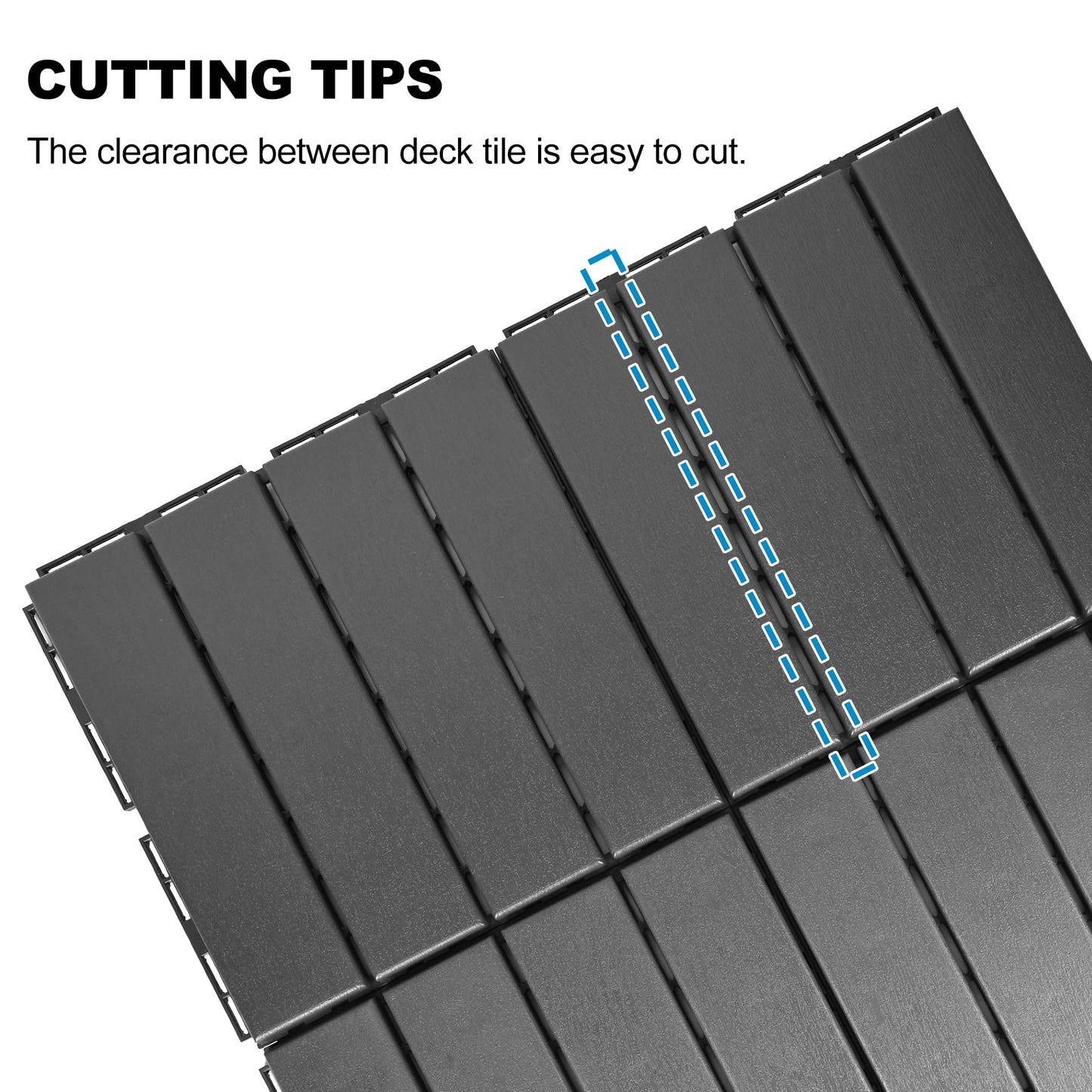 ToLanbbt Plastic Interlocking Deck Tiles 36 Pack 12"x12" Waterproof Indoor Outdoor Composite Patio Flooring Decking Tiles All Weather Use for Patio Porch Balcony Backyard Poolside, Dark Grey