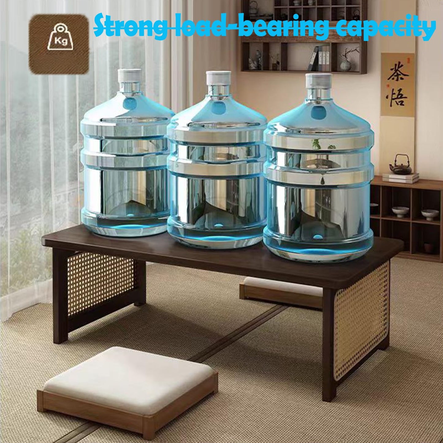 YHGSYXL Japanese Floor Table Bamboo Folding Coffee Table Portable Solid Wood Japanese Coffee Table, No Assembly Japanese Dining Table for Sitting on The Floor, Easy Storage(39.4 * 18.9 * 13.8in.)