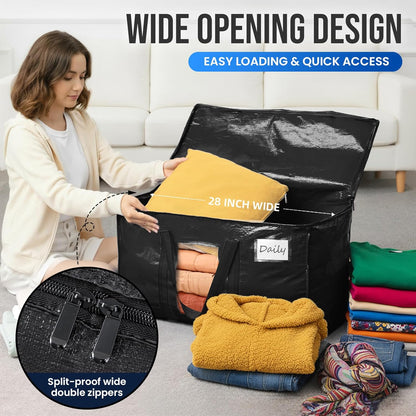 TAILI Extra Large Moving Bags - 4 Pack Heavy Duty Totes with Visible Window & Wrap Around Handles
