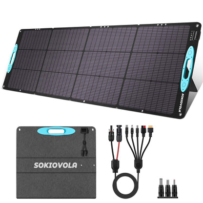 SOKIOVOLA 200W Portable Solar Panels for Power Station, IP68 Waterproof ETFE Foldable Solar Panel Kit 25% High Conversion Efficiency Solar Panel for Camping Outdoor RV Blackout