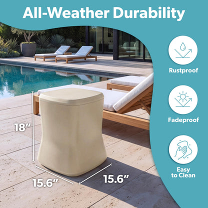 Coast Modern Outdoor Side Table Cooler - 2 in 1 Patio Decor Storage Table & Ice Chest - 25 QT - Sand