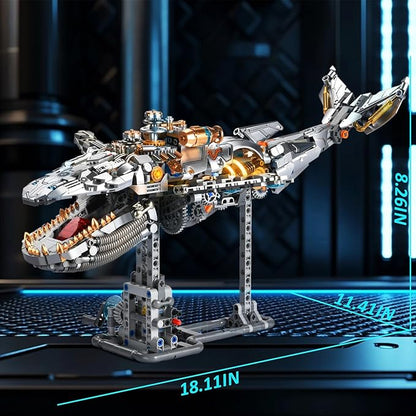 Mechanical Whale Building Set for AdultsOcean Fish Animal Model Toys with Lights for Home Office DecorBuilding Blocks Gift for Teens 14+(1388PCS)