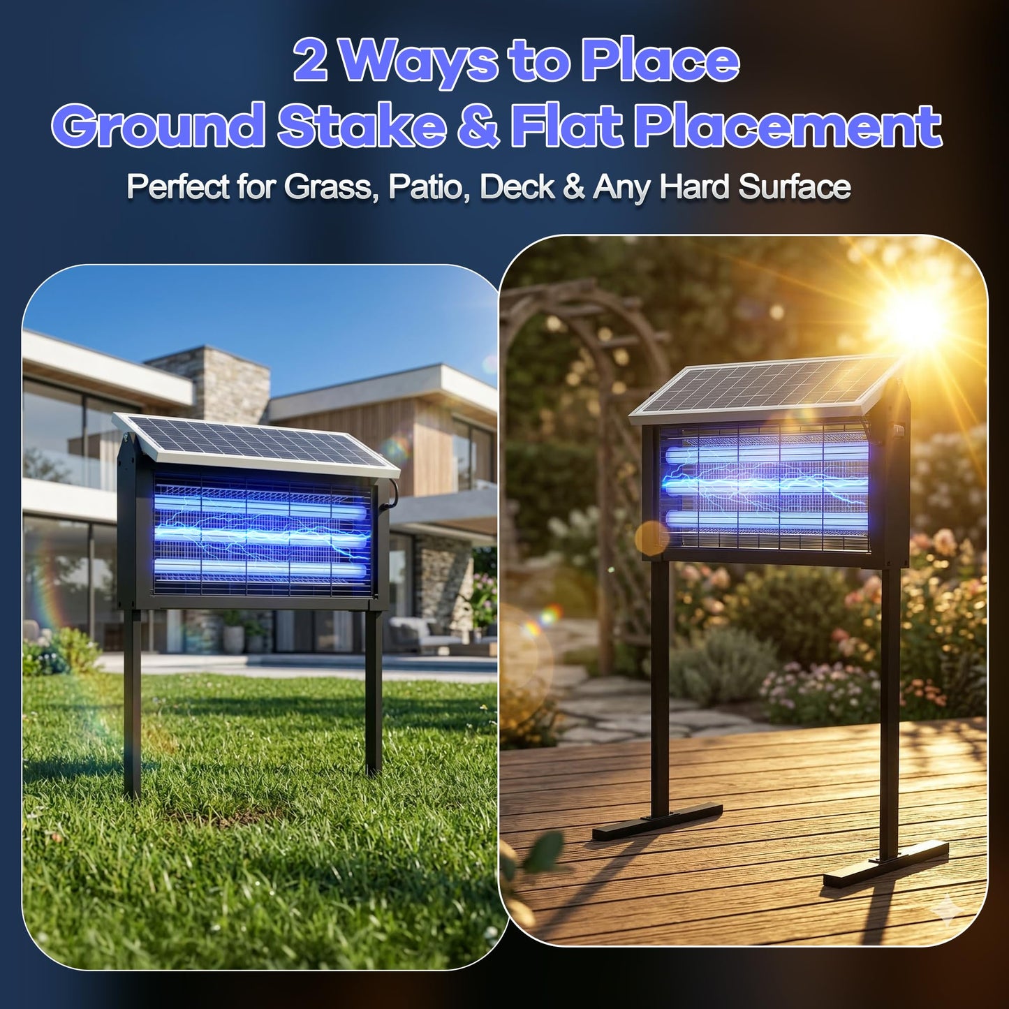 Large Solar Bug Zapper Outdoor, Powerful Mosquito Zapper with 20W Solar Panel, Rechargeable Mosquito Killer, Waterproof Flying Insect Trap for Patio, Yard, Garden, Home, Camping