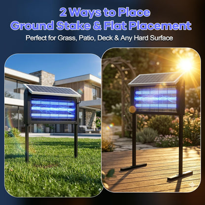 Large Solar Bug Zapper Outdoor, Powerful Mosquito Zapper with 20W Solar Panel, Rechargeable Mosquito Killer, Waterproof Flying Insect Trap for Patio, Yard, Garden, Home, Camping