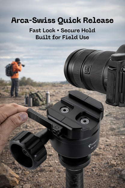 FANAUE Carbon Fiber Tripod with Fluid Ball Head, Compatible with Arca Swiss/RRS for Camera, Binoculars Telescope