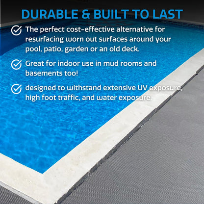 Big Floors DuraGrid Deck Tiles, Interlocking Outdoor Tiles for Patio, Self-Draining, UV-Resistant, Water-Resistant Modular Flooring, Easy Install, 40 Pack, Gray