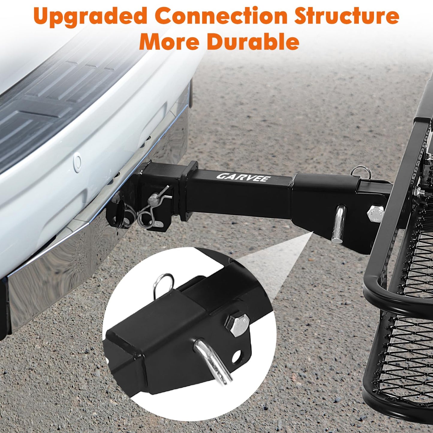 Garvee 70" x 30" x 6", Hitch Cargo Carrier, 500 Lbs Capacity with Ratchet Straps & Cargo Bag, Folding Hitch Mount Cargo Carrier Basket with Hitch Lock for 2" Receiver, Fit for SUVs