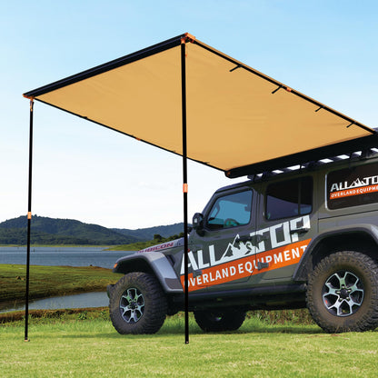 ALL-TOP Vehicle Awning 6.6'x8.2' Roof Rack Pull-Out Sun Shade UV50+, Weatherproof 4x4 Side Awning for Camping & Overland (Hardware Included)