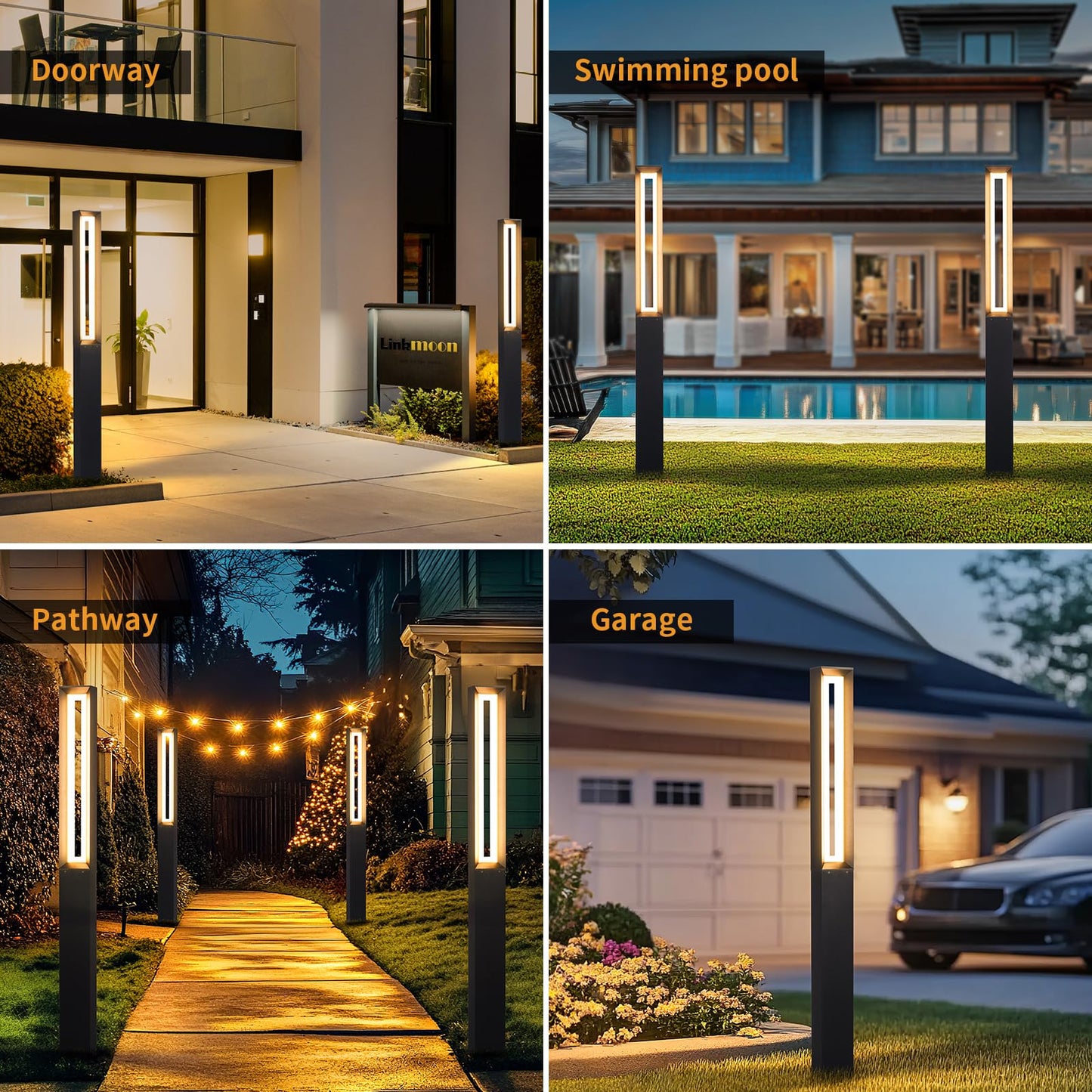Linkmoon Landscape Path Light, 71" Modern Outdoor LED Pathway Lights, IP65 Waterproof Bollard Lighting for Yard, Driveway, Lawn, Courtyard & Garden Decoration