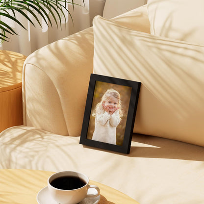 Vittanly 5x7 Picture Frame - Solid Wood & Shatterproof Plexiglass | Black Photo Frame for Wall or Tabletop Display