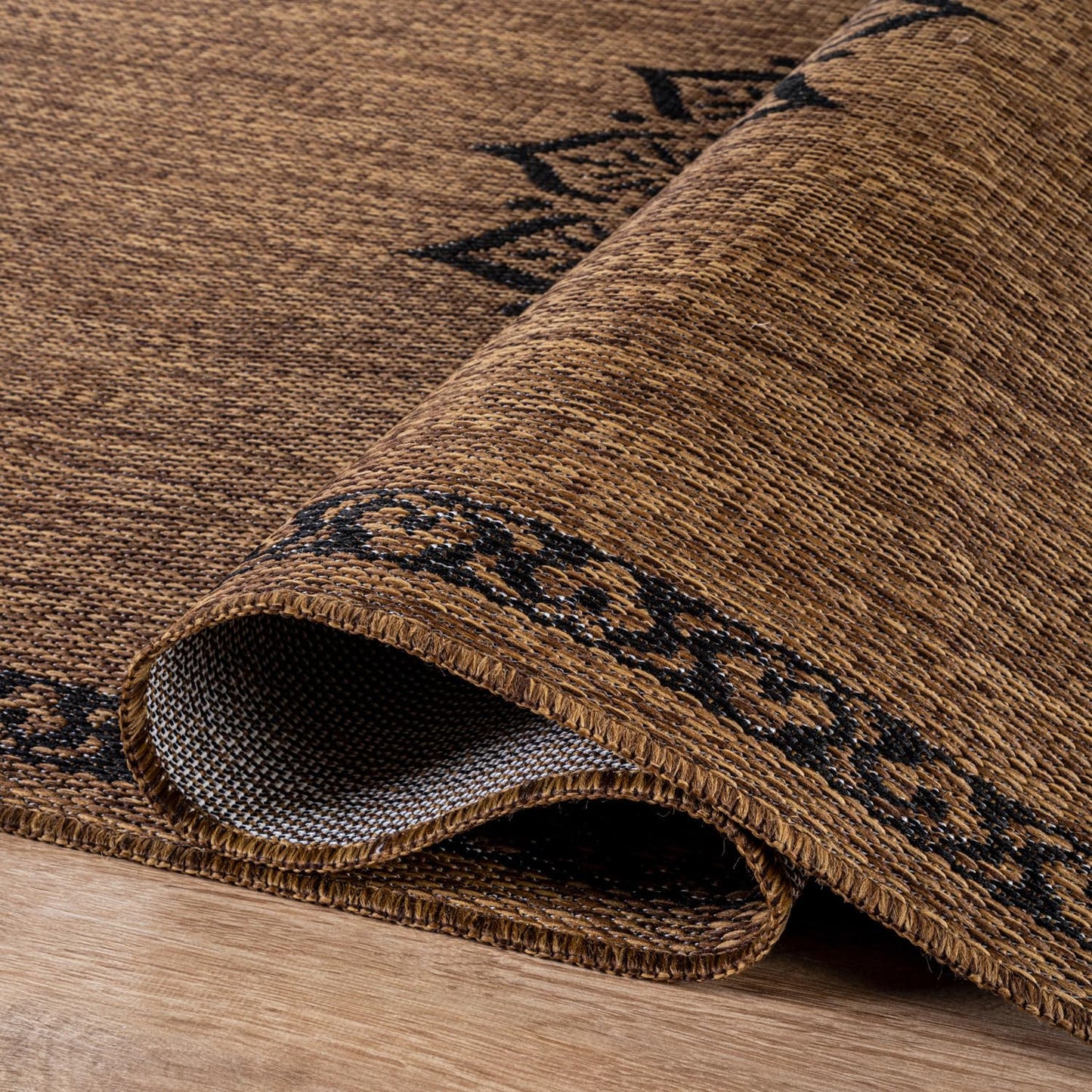 CAMILSON Outdoor Rug 9x12 Medallion Gold Modern Large Area Rugs for Indoor and Outdoor Patios Kitchen and Hallway Mats Washable Porch Deck Outside Carpet (Medallion Gold 9 x 12)