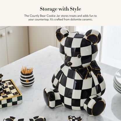 MACKENZIE-CHILDS Courtly Bear Cookie Jar, Cute Cookie Jar for Kitchen or Dining Room