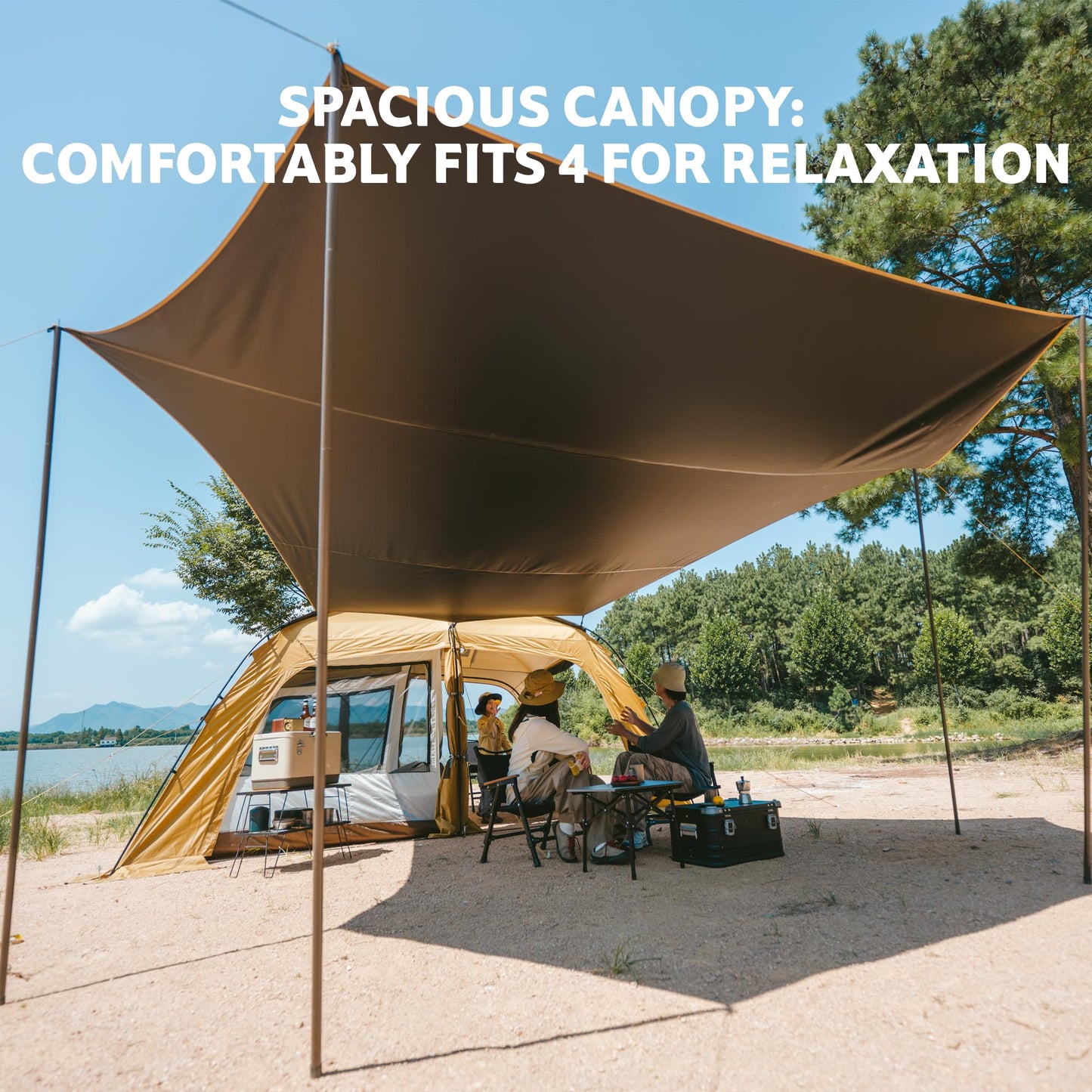 Naturehike Canopy for Dune 4 Person Tent, Camping Tarp with Poles, Waterproof 10000mm+ & UPF50+