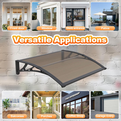 Door Awning,Awning for Door Entrance with Polycarbonate Cover,Shields Windows,Patio & Exteriors from Sun/Rain/Snow Brown 24x87in/60x220cm