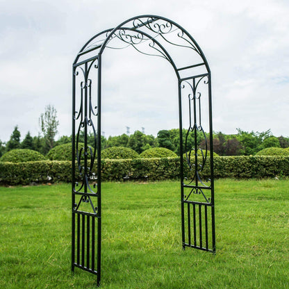 kinbor Garden Arches and Arbors Outdoor Black Metal Arbor for Climbing Plants Vines Roses Wedding Archway