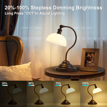 KARTOOSH Cordless LED Desk Lamp, Dimmable 3 Color, Rechargeable, 180? Swing Arm, Oil Rubbed Bronze, Model RS329BBR-1A