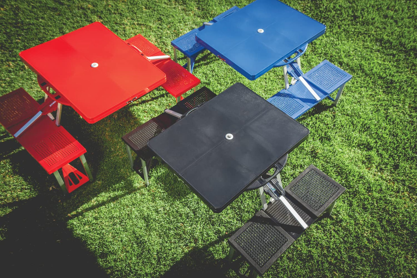 PICNIC TIME NCAA Stanford Cardinal Football Field Folding Picnic Table - Camping Table - Outdoor Table with Umbrella Hole, (Red)