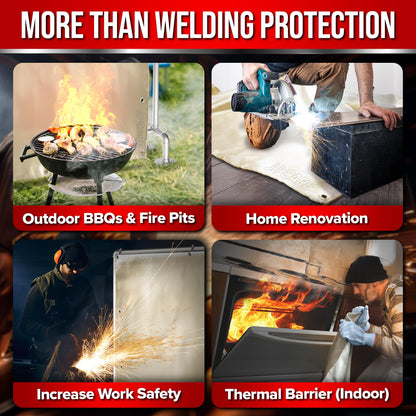 2 Pack Welding Blanket - 6ft x 8ft, 850GSM Fiberglass Welding Blanket for Smokers with Brass Grommets, Heavy Duty Fireproof Welders Mat for Industrial, Smoker, Grill and Camping