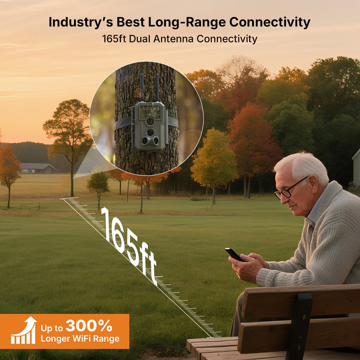 GardePro E8 2.0 Pro WiFi Trail Camera (Non-Cellular) with 10W Solar Panel SP1000, 4K Ultra HD & 64MP, Dual Antennas, 165ft Long-Range WiFi, 7800mAh Battery + 64GB SD Card, Motion Detection