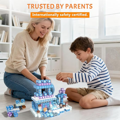 Vdealen 300 PCS Magnetic Blocks-Magnetic Building Blocks Stacking Magnetic Cubes Toy for Kids STEM Montessori Sensory Toys for Boys and Girls Age 3 4 5 6 7 8 9 10 11 12 Christmas Birthday Gift