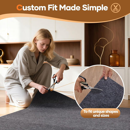 Veken Round Non-Slip Rug Pad - Cushioned Felt & Silicone Backing, 5 Ft, 1/8" Thick for Hardwood Floors