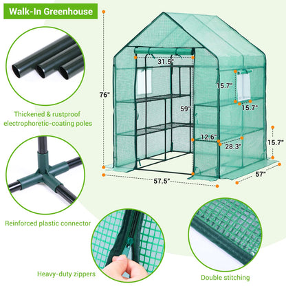 Ohuhu 4 Tiers 11 Shelves Greenhouses with 3" x 98' Repair Tape, Outdoor Walk-in Green House with Reinforced Clear Plastic Film Tape