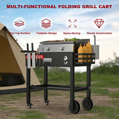 TAILGRILLER Portable Grill Table Outdoor Grill Stand for Blackstone 17"/22" Griddle,Ninja Grill,Foldable Ninja Grill Stand& Blackstone Griddle Stand for Outdoor Tailgating-Camping with Wheels