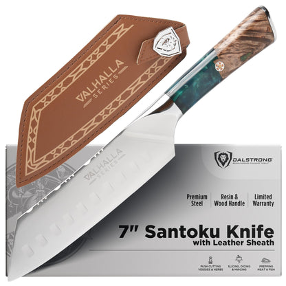Dalstrong Santoku Knife - 7 inch - Valhalla Series - 9CR18MOV High Carbon Steel - Vegetable Knife - Celestial Resin & Wood Handle - Asian Cooking Knife - Premium Kitchen Knife Gift- w/Leather Sheath