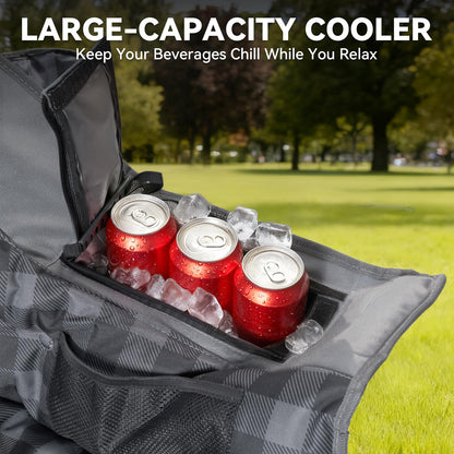 Huskfirm Padded Double Camping Chair High Back 2 Person Camping Chair Oversized Camping Loveseat Support 800LBS Heavy Duty Camping Couch with Cup Holders, Cooler, Carry Bag, Grey