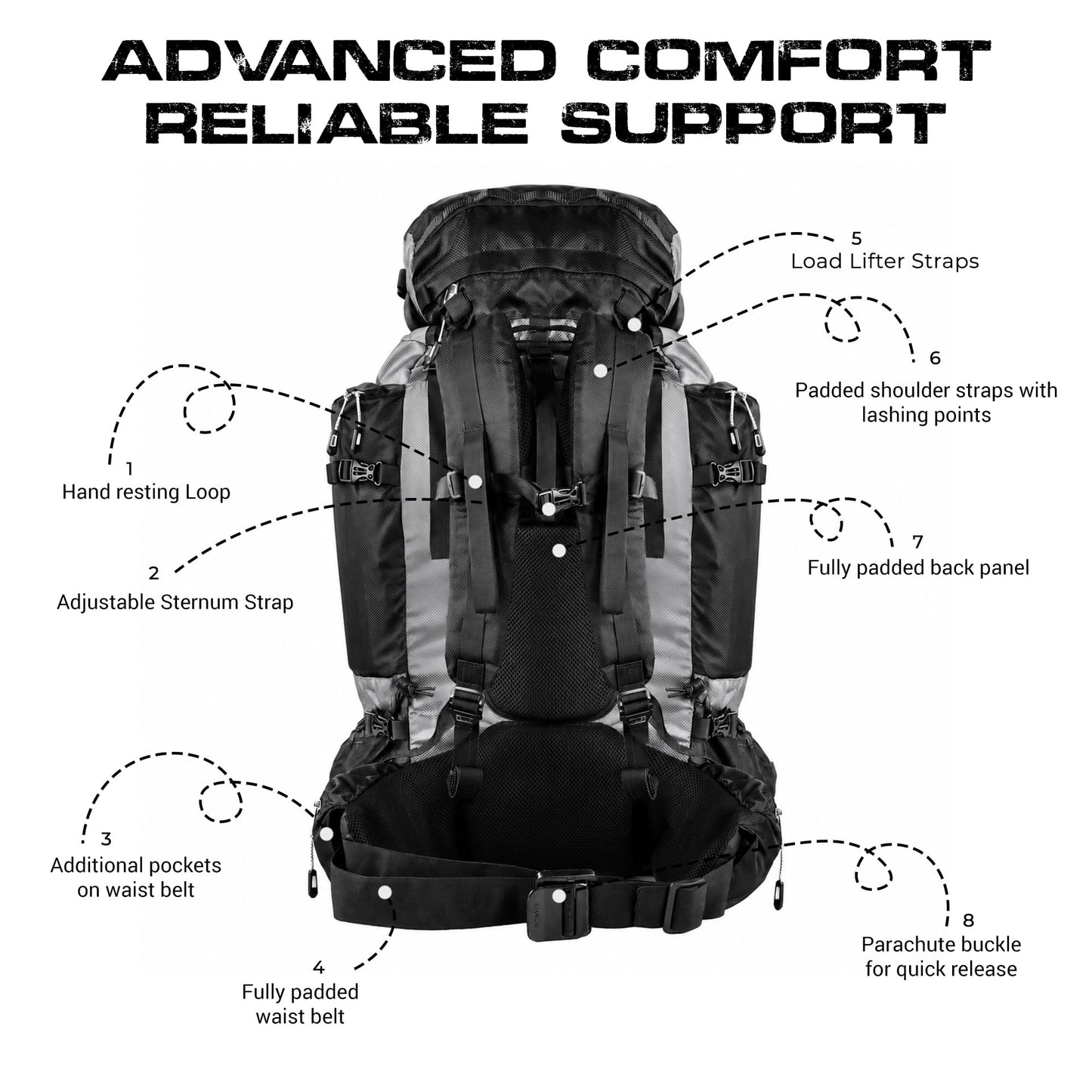 Stikage UltraSonik 65L Front Access Internal Frame Hiking Backpack for Men and Women – Lightweight Waterproof Trekking & Camping Backpack with Rain Cover, Hydration Bladder compatible