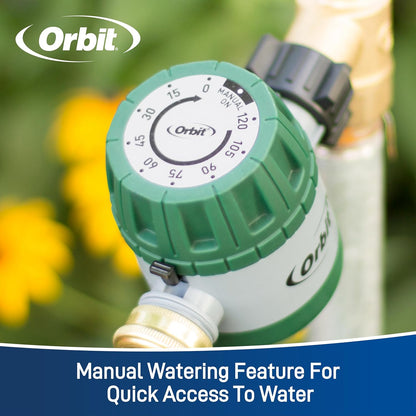 Orbit Mechanical Water Timer - Adjustable Irrigation Shutoff for Lawn & Garden - Battery-Free Design & Easy Grip Dial